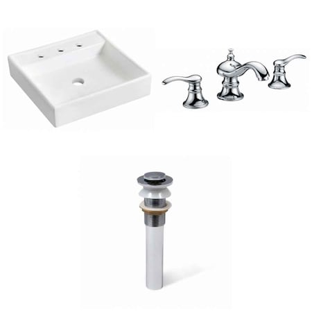 American Imaginations 17.5-in. W Wall Mount White Vessel Set For 3H8-in. Center Faucet AI-34015